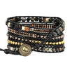 Natural Black Labradorite & Picasso Jasper Wrap Bracelet