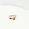 Green jade branch ring in gold