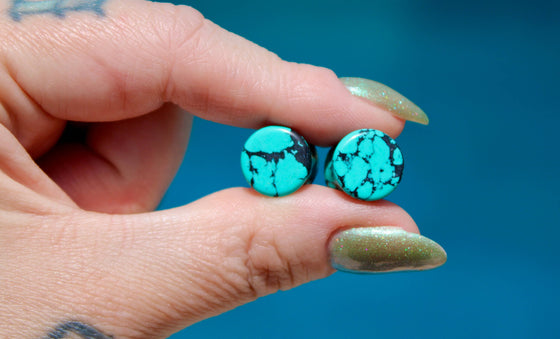 Turquoise Howlite Plugs – Double Flare Natural Stone Gauges