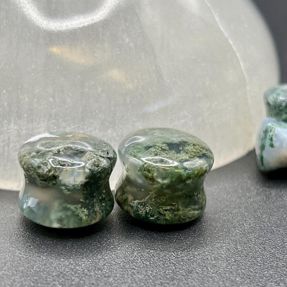 Moss Agate Plugs – Double Flare Natural Stone Gauges