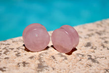  Rose Quartz Plugs – Double Flare Natural Stone Gauges
