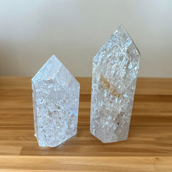 Clear Crackle Quartz Tower