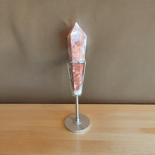  Pink Flower Agate Wand in Stand