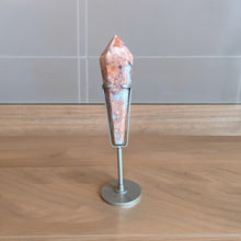  Pink Flower Agate Wand in Stand