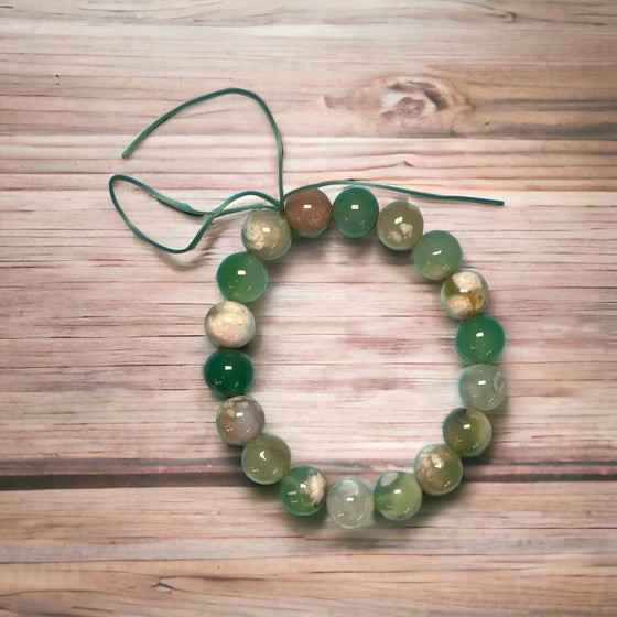 Green Flower Agate Bracelet