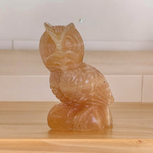  Orange Calcite Owl Carving